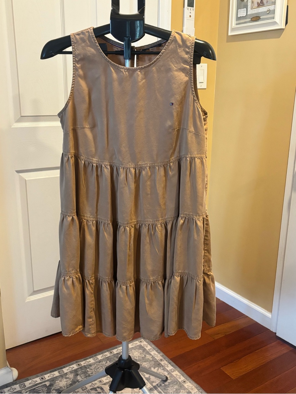 Tommy Hilfiger Tan Tiered Sleeveless Girls Dress